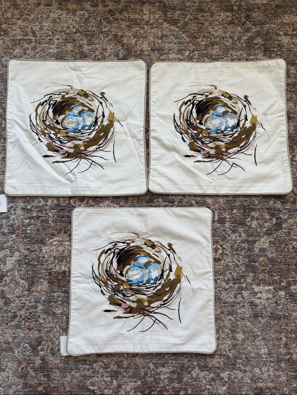 Pottery Barn embroidered pillow covers set of 3